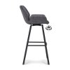 Barová židle s područkami Luton - ZH 80 Stof Miami  Darkgrey 68 Poot Black 180° Return-system (Color Darkgrey 68)
