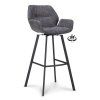 Barová židle s područkami Luton - ZH 80 Stof Miami  Darkgrey 68 Poot Black 180° Return-system (Color Darkgrey 68)